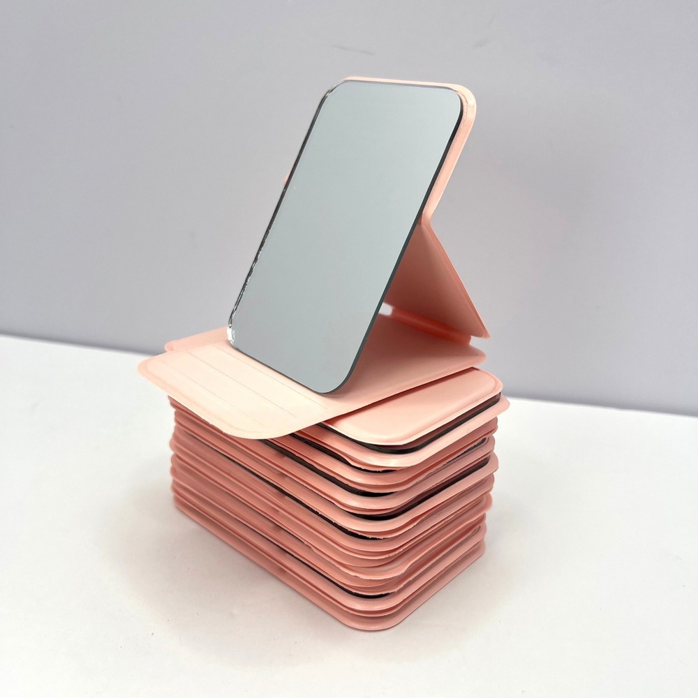 Lot of 10 Pink Folding Vanity Mirror‎ 4x3" Vinyl Compact Party Bridal Favor